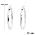Minimalistische 30mm Silber Edelstahl geometrische Creolen für Damen, Modell PD3444 - 30mm (PD3444) / Silber