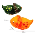 Miniature green and orange dinosaur inertia cars measuring 6.8cm in length and 3.5cm high - Style B - Dark Green Orange Dinosaur (6.8x4.5x3.5cm)