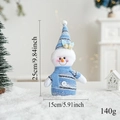Detailansicht der 25cm blauen Strick-Schneemann-Puppe mit Maß- und Gewichtsangaben - Blauer Schneemann