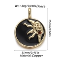 18K gold plated copper sun face pendant with black enamel inlay and zircon detail - CX147-04 (Black Sun Face Round Pendant)