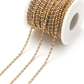 Champagne gold chain variant featuring alternating white pearls and zircon crystals - 2mm Champagne