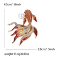 Spilla a pesce dorata con smalto arancione, perle e strass con misure dettagliate - Arancione 4730-OR