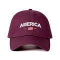 Gorra de béisbol vintage burdeos America 1776 de algodón con bandera y correa ajustable - Ajustable / Burdeos