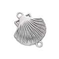 Silver plated stainless steel shell charm connector for DIY bracelet jewelry making - 511# Large Scallop Connector Pendant Only / 21.5*27mm (2 Pieces/Pack) / Steel