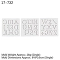 Set di stampi in silicone con lettere e simboli per decorazione torte 8x8cm - Stile 2# Set da 3 pezzi (17-732) / Grigio