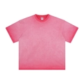 Short sleeve washed cotton T-shirt in rose red with a vintage textured finish - S / T-Shirt - Washed Rose Red