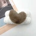 Polsino in peluche bianco con cuore marrone per lavaggio viso e assorbimento acqua - Stile Decorazione Cuore (Singolo) / Marrone e Bianco