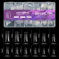 Size guide for 600pcs soft gel nail tips showing 12 sizes with precise measurements - Style 10