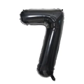 Detailed view of a 40-inch black number 7 foil balloon for birthday party decorations - Black Style 7