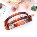 Matte amber leopard print oval hair clip for elegant half-up ponytail styling - Coffee Stripes