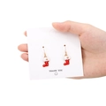 Christmas stocking drop earrings in red and white enamel with gold star accent - 15mm Christmas Sock