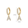 Gold letter A earrings with sparkling zircon stones in a huggie hoop design - Letter A / Gold