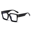 Occhiali neri quadrati anti-luce blu con eleganti dettagli in metallo dorato - Nero Lucido