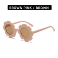 Pink sunflower children sunglasses with round brown lenses for kids and babies - Matte Pink Brown Frame Brown Lens