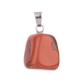 Irregular natural red jasper square pendant with silver metal bail on white background - Red Jasper