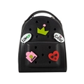 Black EVA backpack with cartoon charms and classic perforated hole design for women - Small / Black