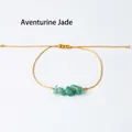 Pulsera bohemia hecha a mano con piedras aventurina verde y cordón de cera trenzado dorado - Jade aventurina