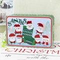 Rectangular Christmas tin box with Santa Claus patterns and green checkered edges - Santa Claus / Large Flip-top Box