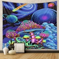 Detail of psychedelic bohemian tapestry with colorful mushrooms and starry galaxy patterns - GT1019-15 Psychedelic Mushroom