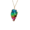 Collana con cristallo arcobaleno e catena dorata in acciaio inossidabile con pendente unico - Sfumatura Iridescente