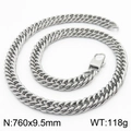 Curb link stainless steel necklace in silver, measuring 760x9.5mm and weighing 118g - 9.5mm x 760mm(KN232974-ZZ)