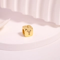 Golden micro-pave zircon letter Y square bead pendant for DIY jewelry making - Letter Y