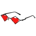 Gafas de sol irregulares de corazón con lentes rojas y montura de metal negro - Montura negra lentes rojas