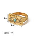 Detail van 18k gouden evil eye ring met turquoise en afmetingen 20mm bij 12mm - Boze Oog Ring US Maat 7(TR4165-7)
