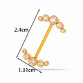 Titanium gold nipple ring with curved zircon stones and precise 2.4cm length dimension - Curved Row Zircons (T2548-9#) / Gold