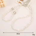 Elegante 60cm Perlen-Umhänge-Handykette mit silbernen Muschel-Anhängern - K409 Doppel-Schnalle Perle Muschel Kette