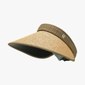 Lafite straw sun visor with coffee brown fabric headband and metallic Gr logo detail - Adjustable / Khaki
