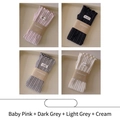 4-pack sweet ruffled cotton socks in pink, dark grey, light grey, and cream colors - Combination Set