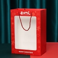Red Christmas paper gift bag with large transparent window and festive decorations - Merry Christmas Window Bag 5pcs/pack / Red
