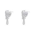 Detailed macro view of silver liquid lava heart earrings with polished metallic finish - VE1449 Lava Heart / Silver