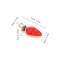 Red strawberry alloy charm with green leaves and gold edges, measuring 1.8cm in height - Strawberry 2