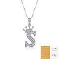 Moissanite 925 silver necklace with crown letter S pendant and GRA certificate - Letter S (with GRA Certificate)