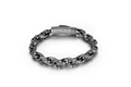 Vintage-Armband aus oxidiertem Titanstahl mit geflochtener Kette und rechteckigem Verschluss - 22cm / Antik Silber