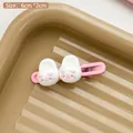 Rosa süße Haarspange mit niedlichem 3D-Hasenschuh-Anhänger Accessoire 6cm Größe - Weißer Hase Wellenspange