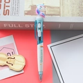 Penna a sfera luminosa con unicorno in blu e bianco con motivi di arcobaleni e nuvole - Unicorno Blu