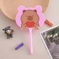 Cute pink cartoon bear folding fan ballpoint pen for students and school stationery - Cartoon Brown Bear Pink