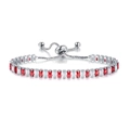 Adjustable tennis bracelet with red and white baguette-cut zircons in silver finish - 2.5*5mm White Gold Rectangular White + Red Stones