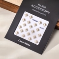 Detail view of MJ-012 white pearl nail art studs with elegant gold square frames - MJ-012 Gold Border