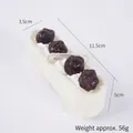 Realistic long PU cream cake model with purple berries and white coconut shavings - PU Plum Cake
