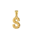 Collana in acciaio dorato con ciondolo lettera S e trama in rilievo effetto coccodrillo - Lettera S (Ciondolo Singolo)