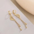 18K vergulde kwastjes oorbellen met zirkonia bedeltjes en elegante box-kettingen - Vlinder Zon Kwastje Stijl / Goud