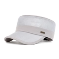 Light grey breathable mesh flat top cap with metal logo for summer golf sports - Adjustable / Light Gray