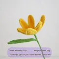 Handmade crochet yellow tulip flower gift, height 42cm with realistic knitted texture - Yellow Blooming Tulip Single Stem