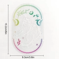 Cat and moon prism window decal detail showing 15.2cm by 9.3cm dimensions on white background - RPS119: Cat Moon Stars