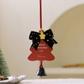 Addobbo albero di Natale rosso in feltro con fiocco nero, campana e testo - Pendaglio a Campanella per Biglietto di Natale Tipo C - Rosso