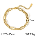 Bracelet à maillons cubains en acier inoxydable doré 7mm avec motif géométrique - Style Losange Ajouré Or (KB1862266-Z)
